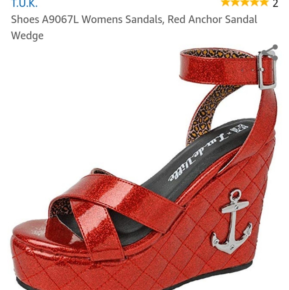 T.U.K. Sandals, Red Anchor Sandal wedge.